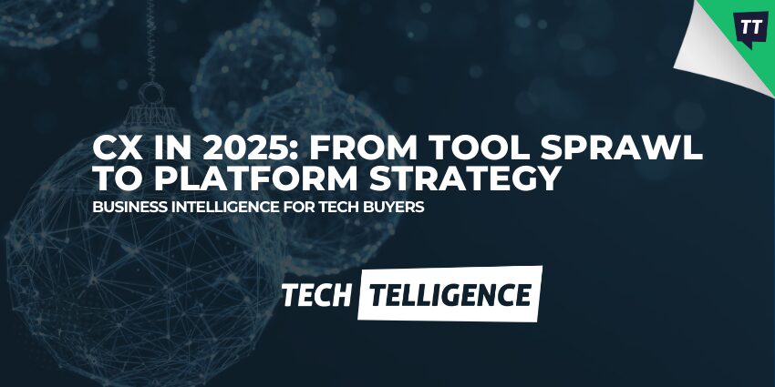 CX technology stack consolidation concept with layered platform architecture illustration
